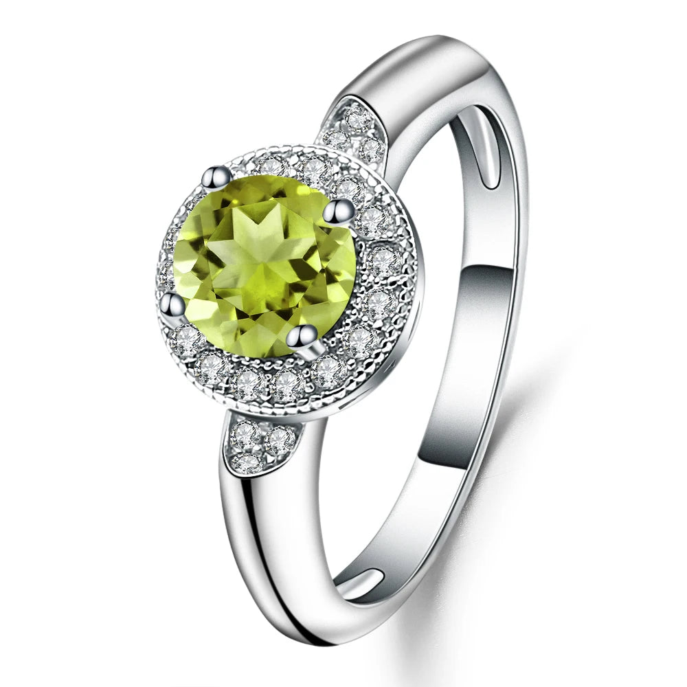 GRACE Gemstone Halo Ring in Sterling Silver