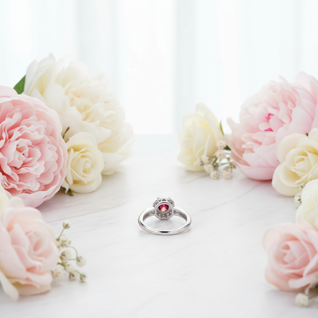 GRACE Gemstone Halo Ring in Sterling Silver