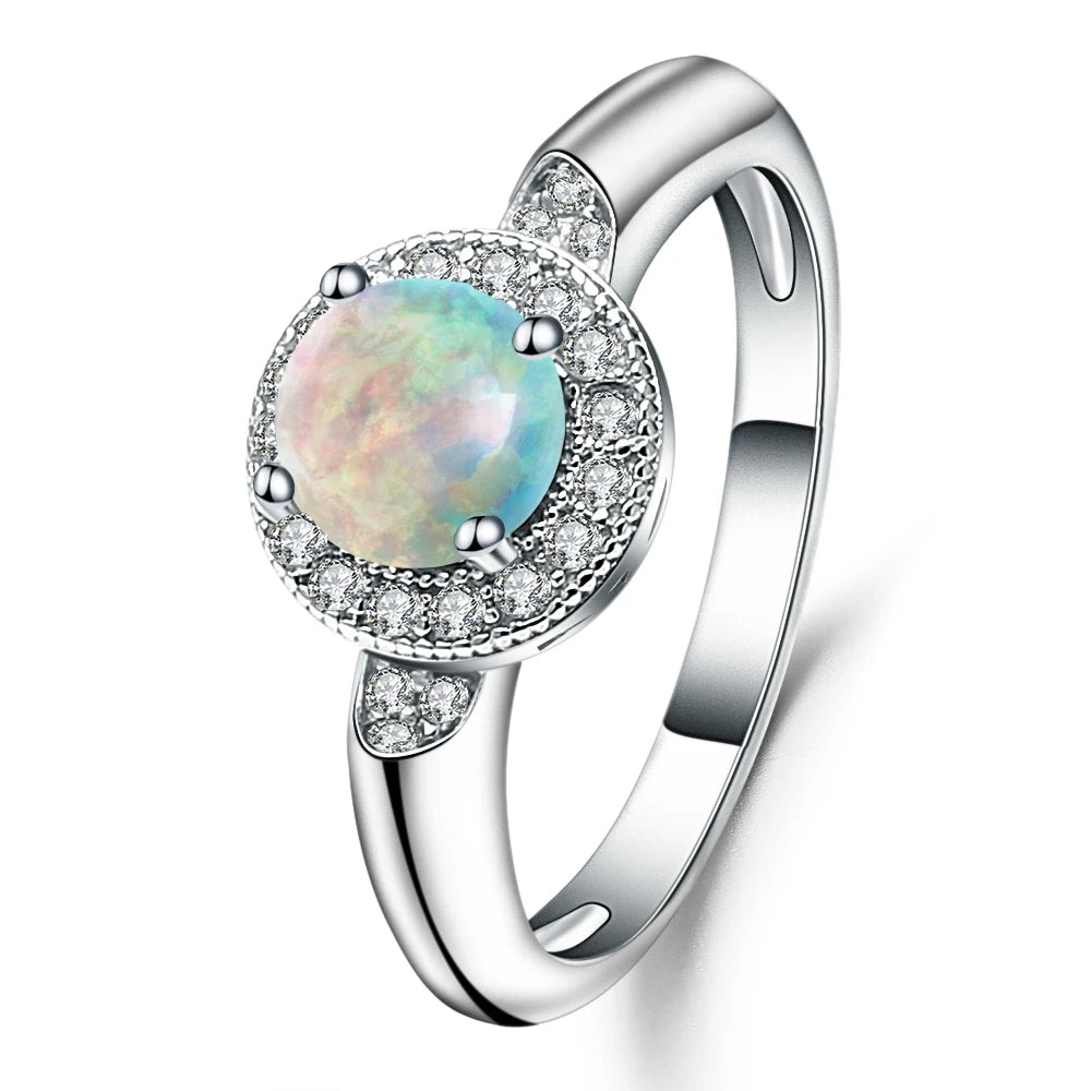 GRACE Gemstone Halo Ring in Sterling Silver