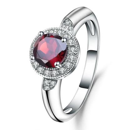 GRACE Gemstone Halo Ring in Sterling Silver