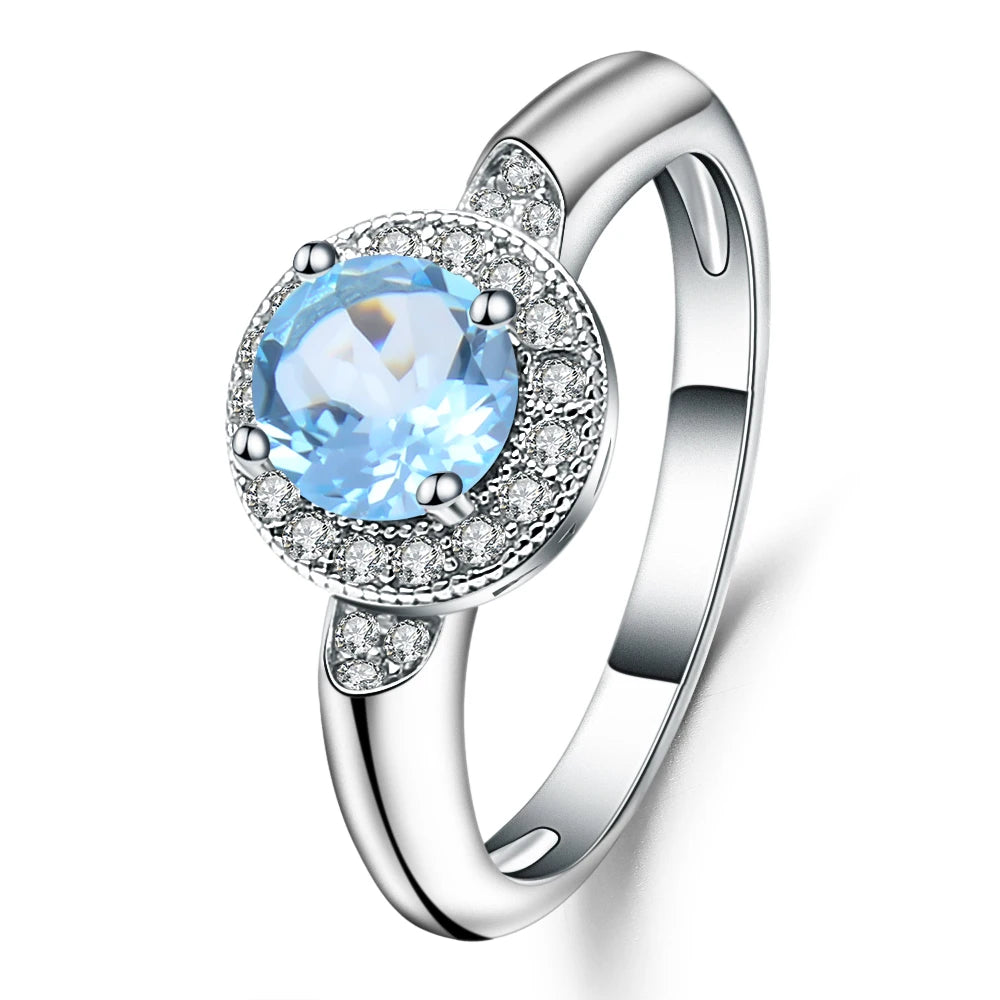 GRACE Gemstone Halo Ring in Sterling Silver