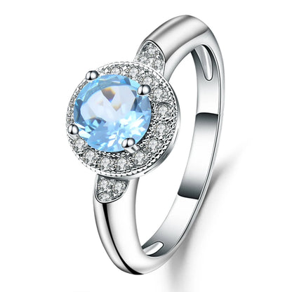 GRACE Gemstone Halo Ring in Sterling Silver