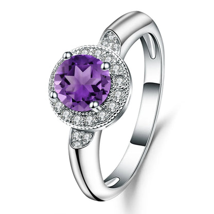 GRACE Gemstone Halo Ring in Sterling Silver