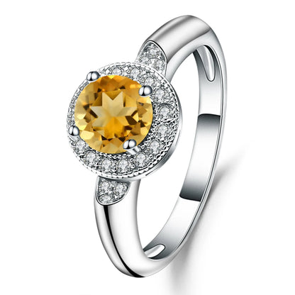 GRACE Gemstone Halo Ring in Sterling Silver