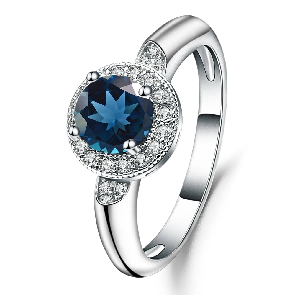 GRACE Gemstone Halo Ring in Sterling Silver