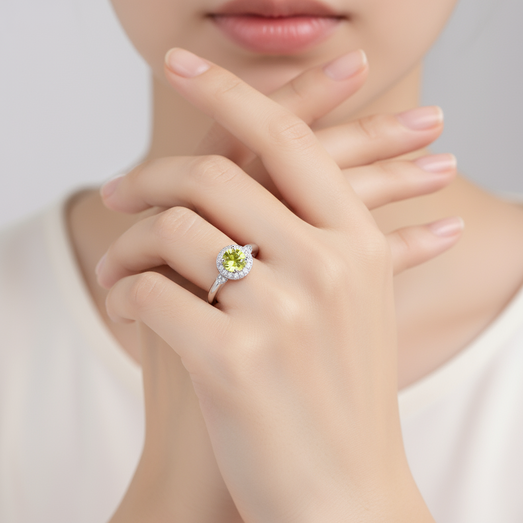 GRACE Gemstone Halo Ring in Sterling Silver