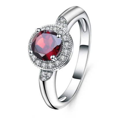 GRACE Gemstone Halo Ring in Sterling Silver