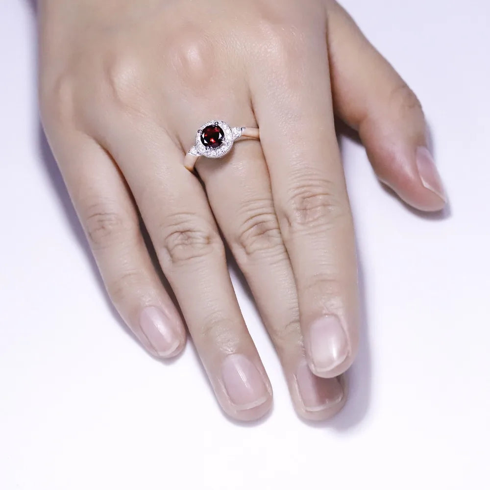 GRACE Gemstone Halo Ring in Sterling Silver