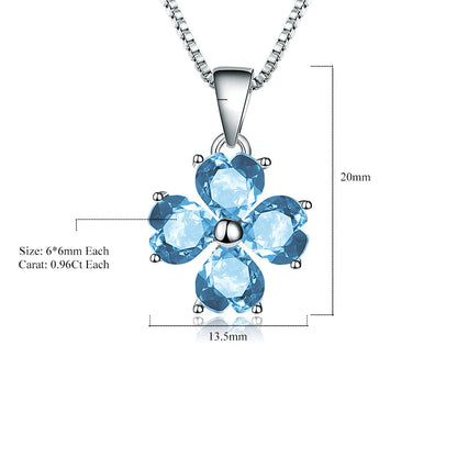 GRACE Gemstone Heart Flower Pendant Necklace in Sterling Silver