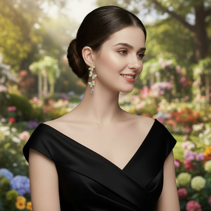 GRACE Gemstone Removable Butterfly Drop Earrings in Gold Plated Sterling Silver