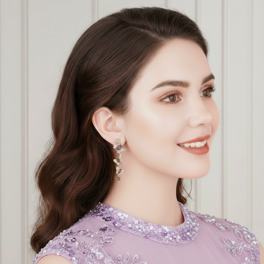 GRACE Gemstone Removable Butterfly Drop Earrings in Gold Plated Sterling Silver