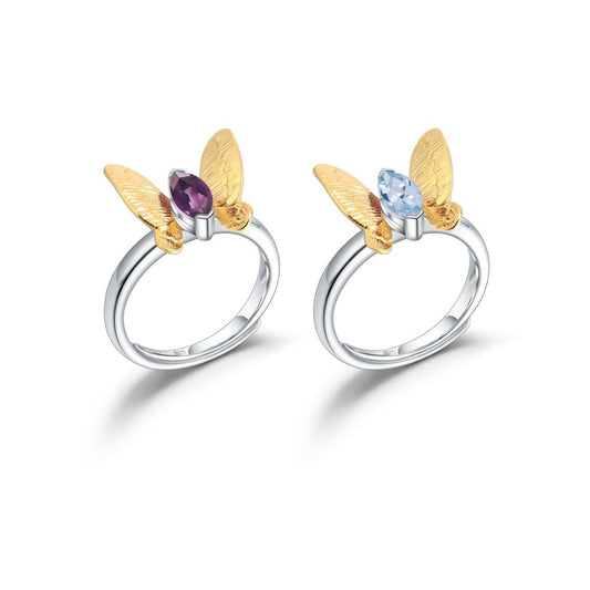 Bague ajustable papillon en argent sterling GRACE