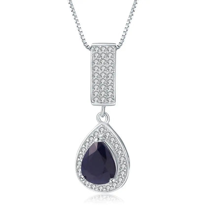 GRACE Halo Pear Cut Sapphire Jewelry Set in Sterling Silver