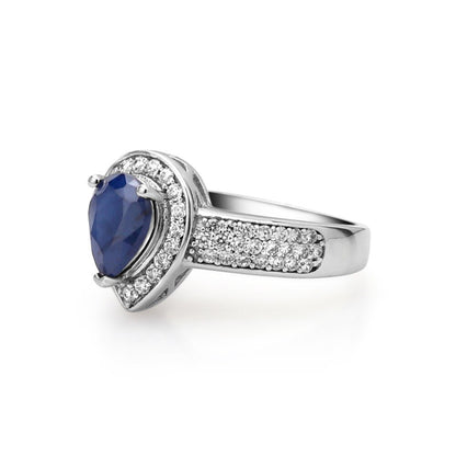GRACE Halo Pear Cut Sapphire Jewelry Set in Sterling Silver