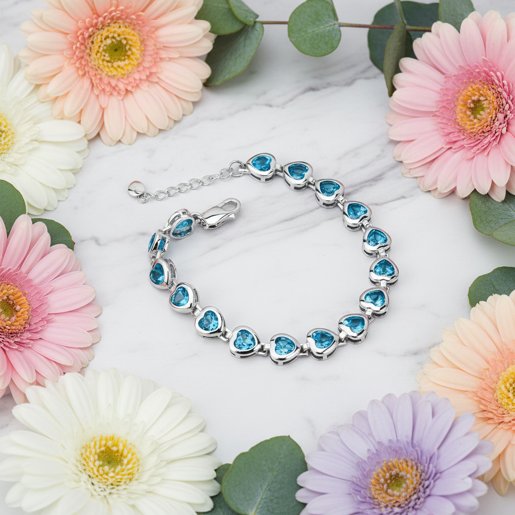 Bracelet GRACE en argent sterling avec topaze bleue suisse