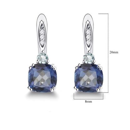 GRACE Iolite Blue Mystic Quartz and Sky Blue Topaz Drop Earrings in Sterling Silver