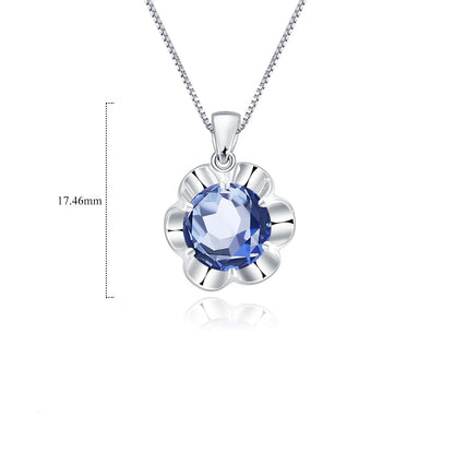 Collier pendentif fleur en quartz mystique bleu iolite GRACE en argent sterling
