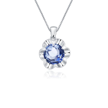 Collier pendentif fleur en quartz mystique bleu iolite GRACE en argent sterling
