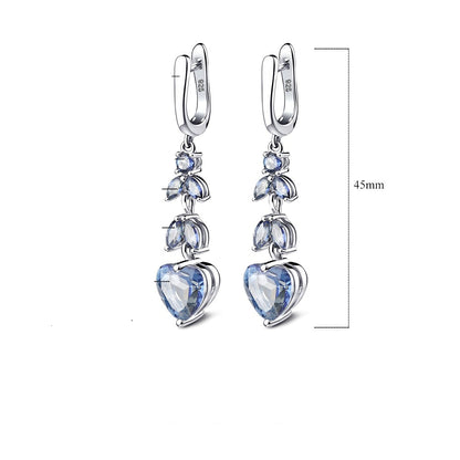 Boucles d'oreilles pendantes GRACE en argent sterling et quartz mystique bleu iolite