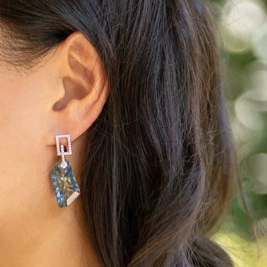 GRACE Irregular Mystic Quartz Drop Earrings in Sterling Silver