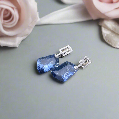 GRACE Irregular Mystic Quartz Drop Earrings in Sterling Silver