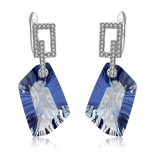 GRACE Irregular Mystic Quartz Drop Earrings in Sterling Silver