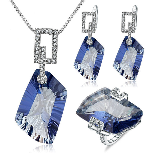 Conjunto de joyas de cuarzo místico irregular GRACE en plata de ley