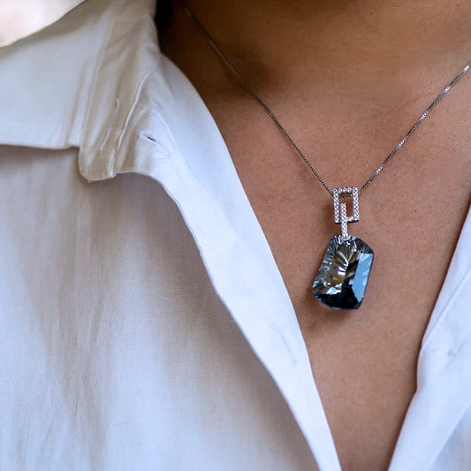 GRACE Irregular Mystic Quartz Pendant Necklace in Sterling Silver