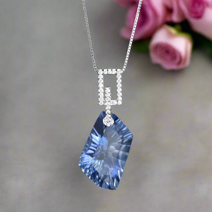 GRACE Irregular Mystic Quartz Pendant Necklace in Sterling Silver