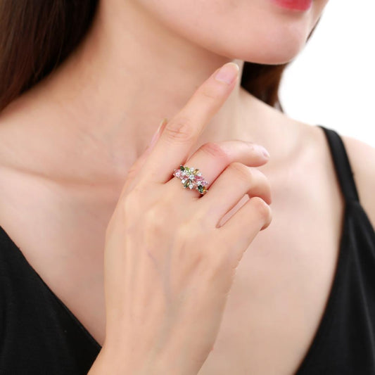 GRACE Marquise Gemstone Flower Ring in Sterling Silver