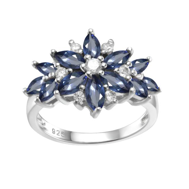 GRACE Marquise Gemstone Flower Ring in Sterling Silver