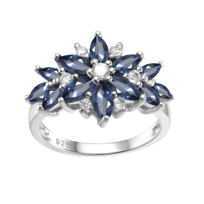 GRACE Marquise Gemstone Flower Ring in Sterling Silver