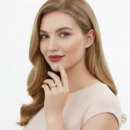 Anillo GRACE con flor de piedra preciosa marquesa en plata de ley