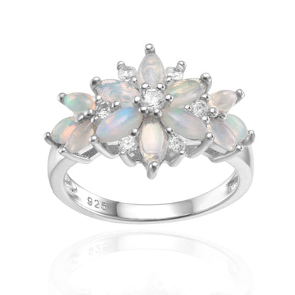 GRACE Marquise Gemstone Flower Ring in Sterling Silver