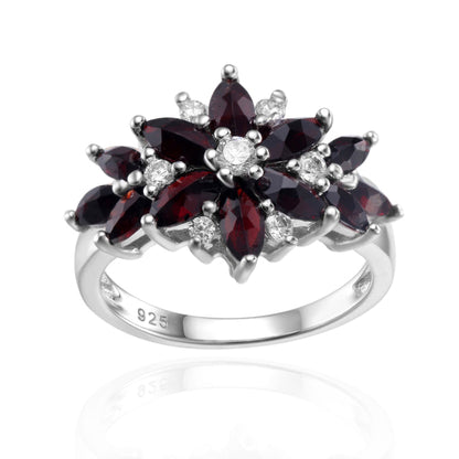 GRACE Marquise Gemstone Flower Ring in Sterling Silver