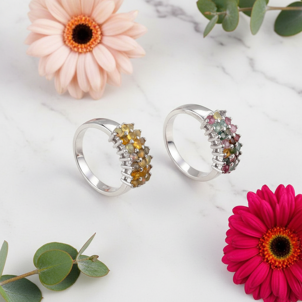 GRACE Multi-Stone Band Ring in Sterling Silver