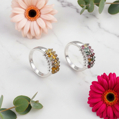 GRACE Multi-Stone Band Ring in Sterling Silver