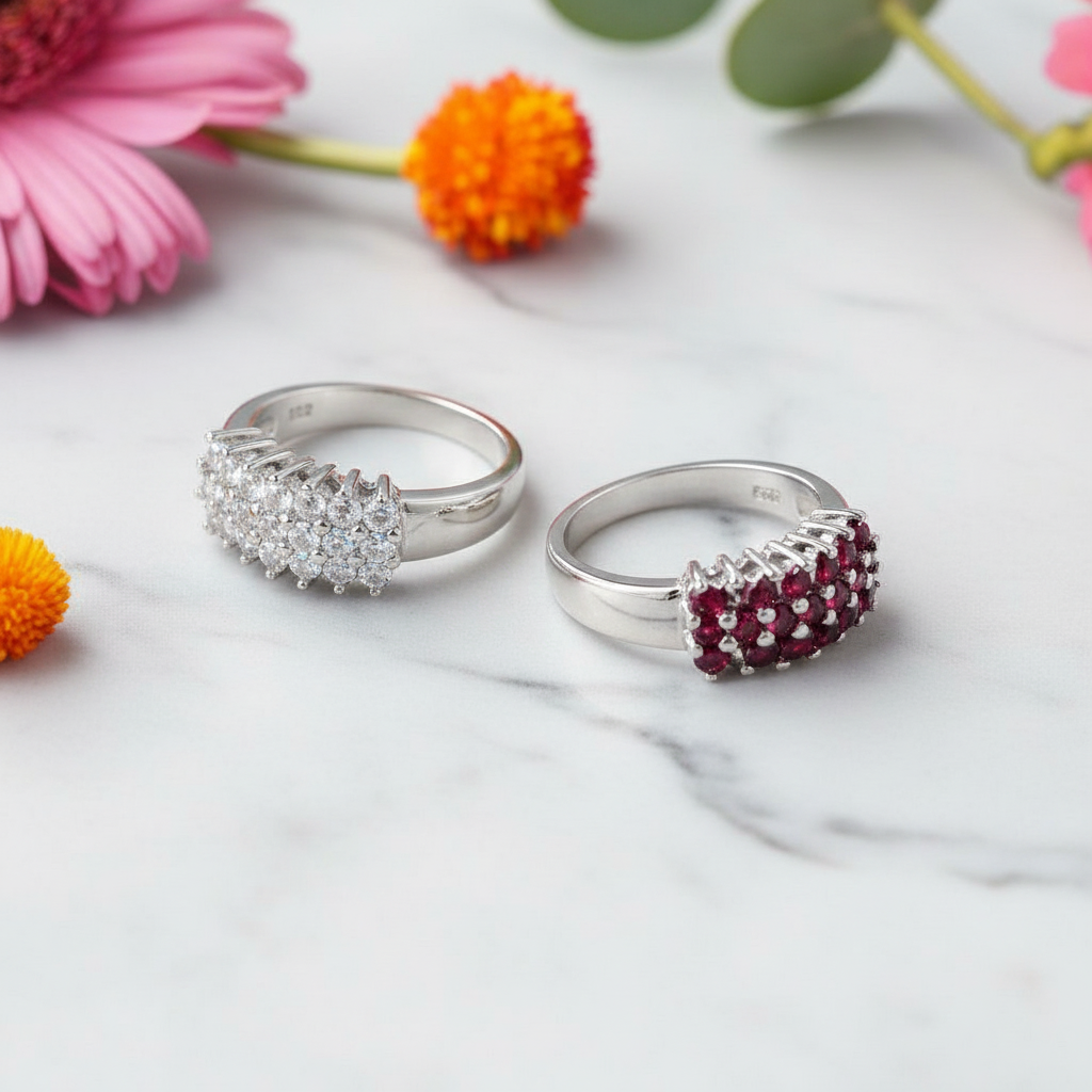 GRACE Multi-Stone Band Ring in Sterling Silver