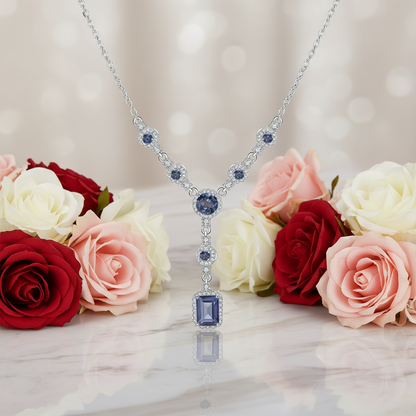 GRACE Multi-Stone Lariat Gemstone Necklace in Sterling Silver