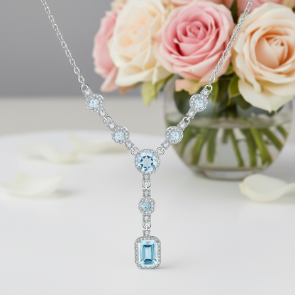 GRACE Multi-Stone Lariat Gemstone Necklace in Sterling Silver