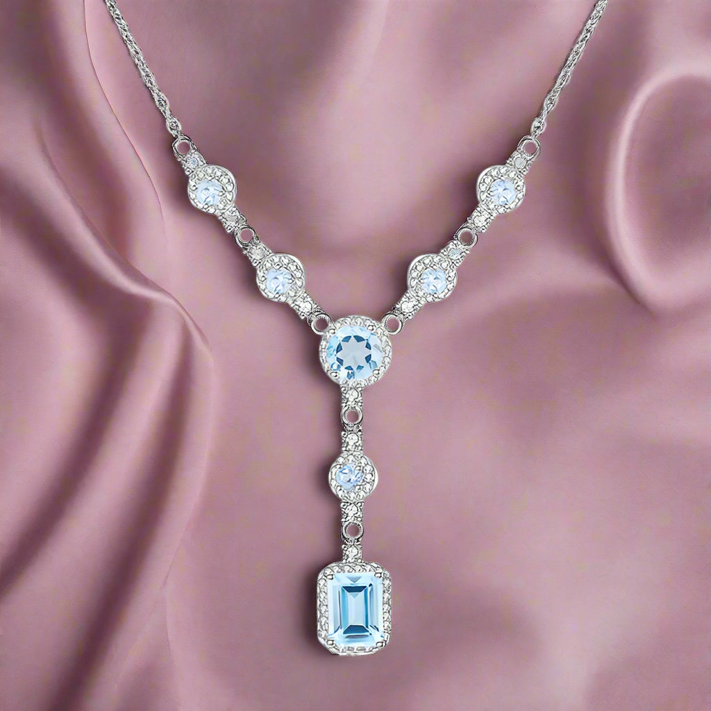 GRACE Multi-Stone Lariat Gemstone Necklace in Sterling Silver