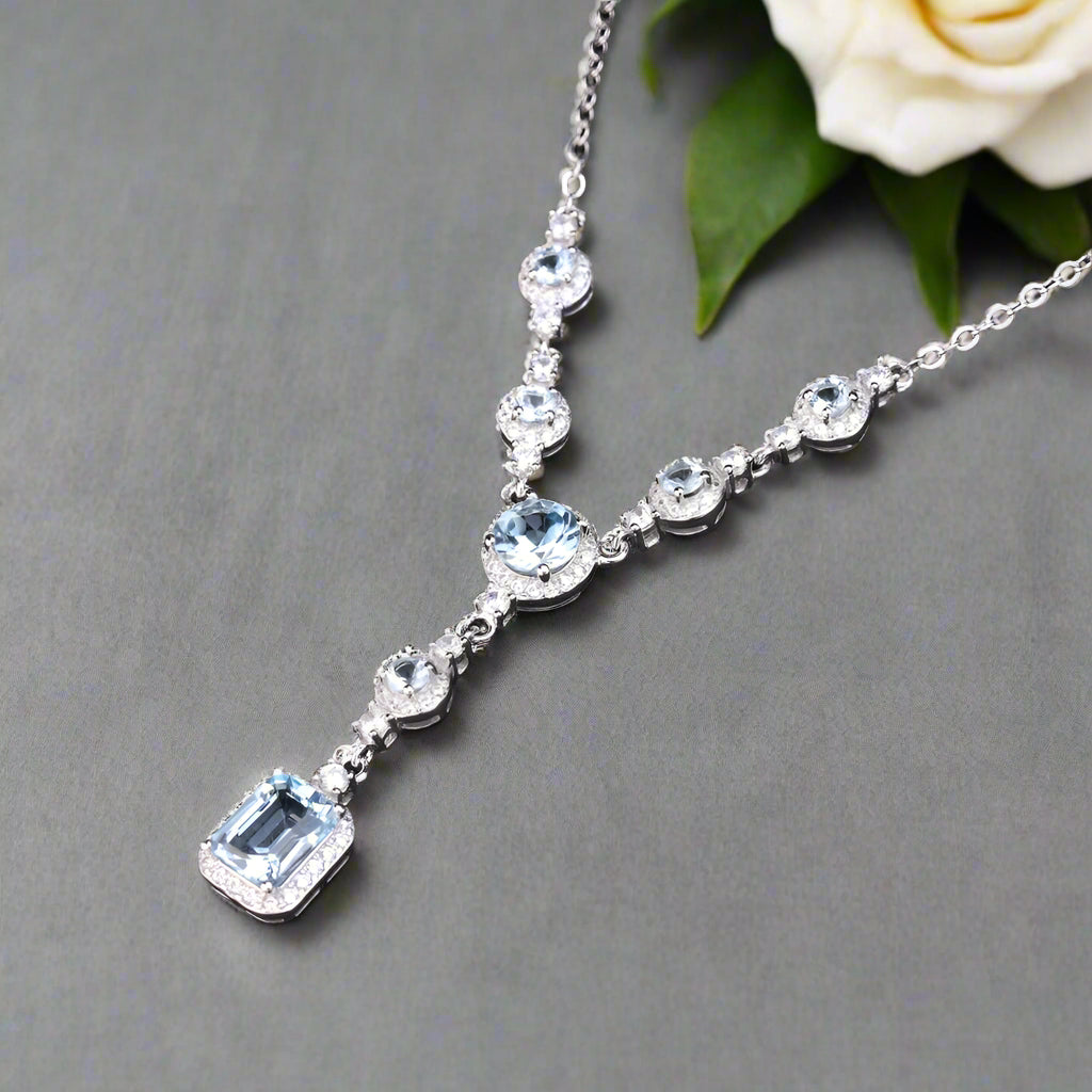 GRACE Multi-Stone Lariat Gemstone Necklace in Sterling Silver