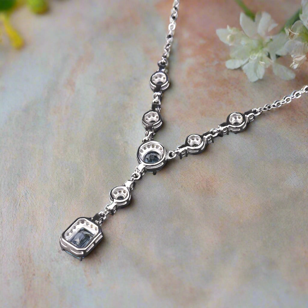 GRACE Multi-Stone Lariat Gemstone Necklace in Sterling Silver