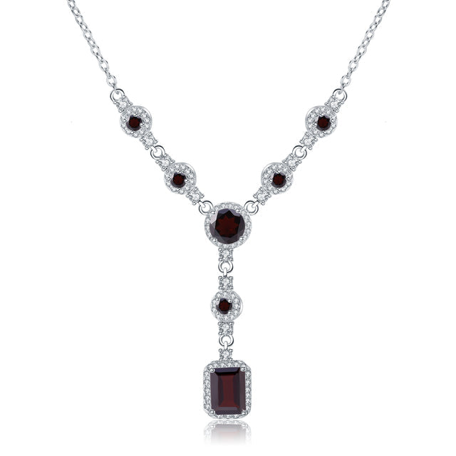 GRACE Multi-Stone Lariat Gemstone Necklace in Sterling Silver