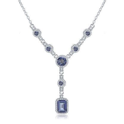 GRACE Multi-Stone Lariat Gemstone Necklace in Sterling Silver