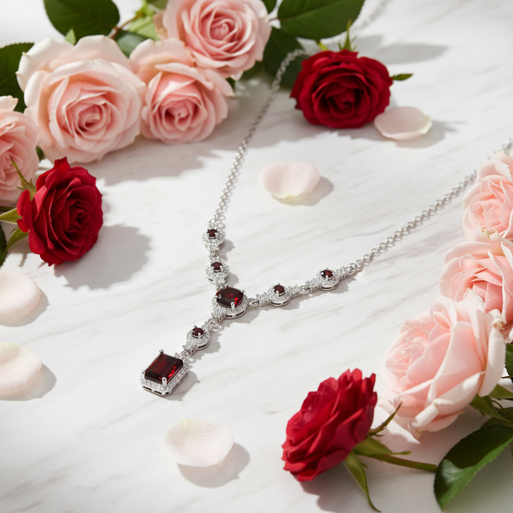 GRACE Multi-Stone Lariat Gemstone Necklace in Sterling Silver