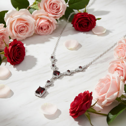 GRACE Multi-Stone Lariat Gemstone Necklace in Sterling Silver