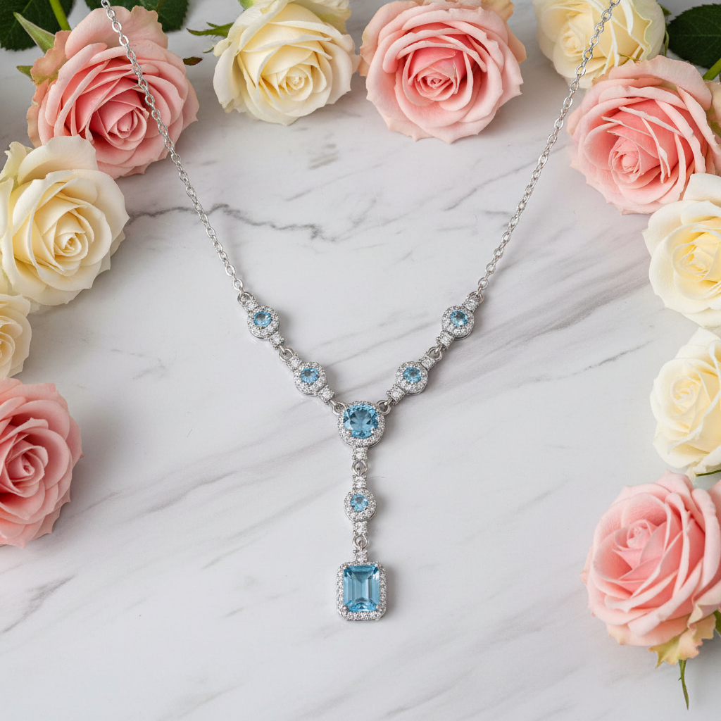 GRACE Multi-Stone Lariat Gemstone Necklace in Sterling Silver