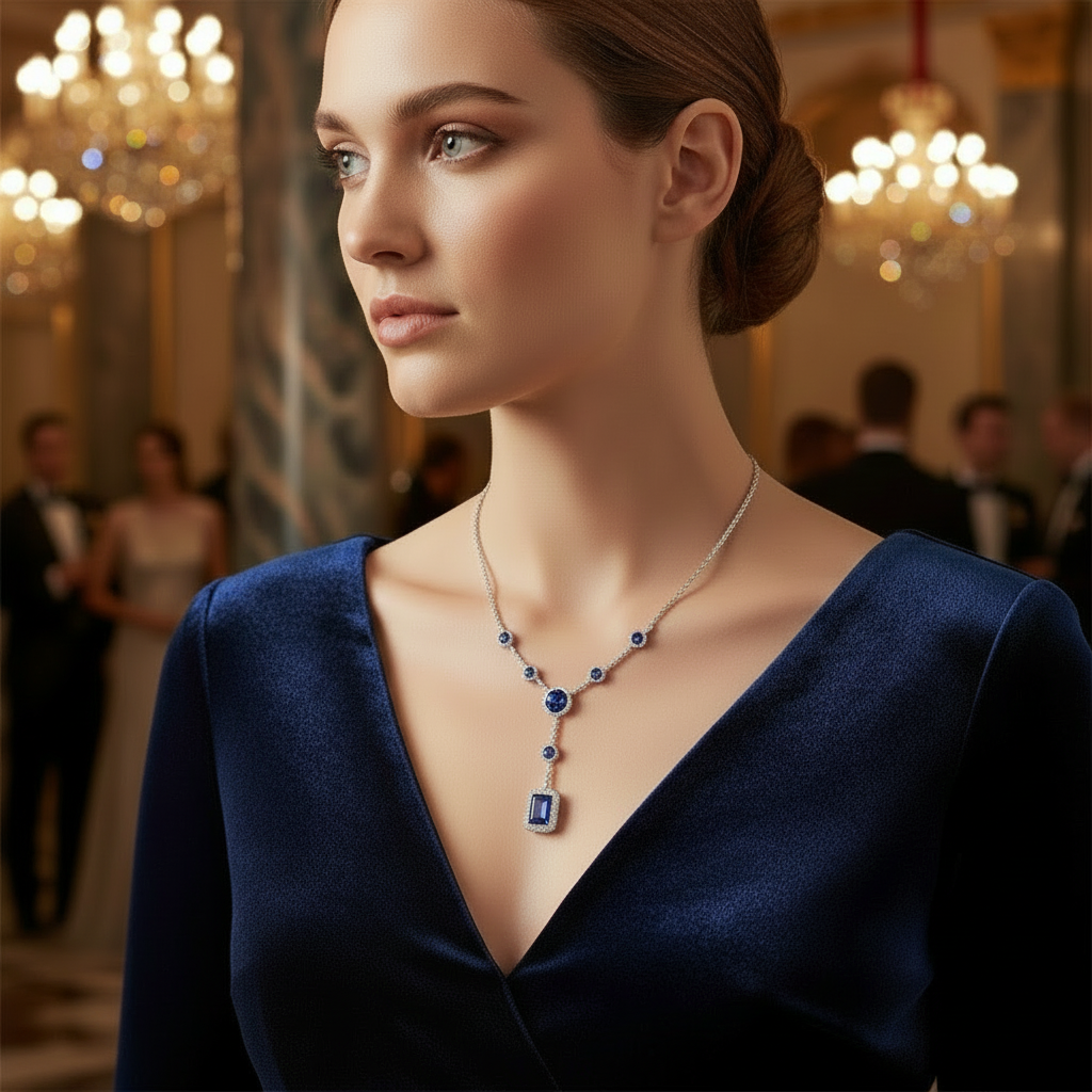 GRACE Multi-Stone Lariat Gemstone Necklace in Sterling Silver