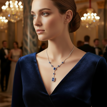 GRACE Multi-Stone Lariat Gemstone Necklace in Sterling Silver